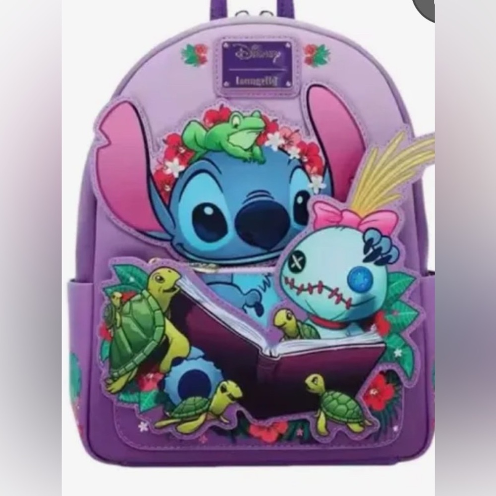 NWT Loungefly Disney Lilo & Stitch Scrump Reading Mini Backpack